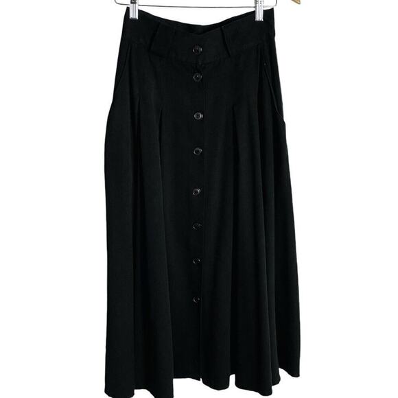 Vintage Best American Midi Skirt Juniors 7/8 Black Button Goth Witchy Whimsigoth - Picture 1 of 8